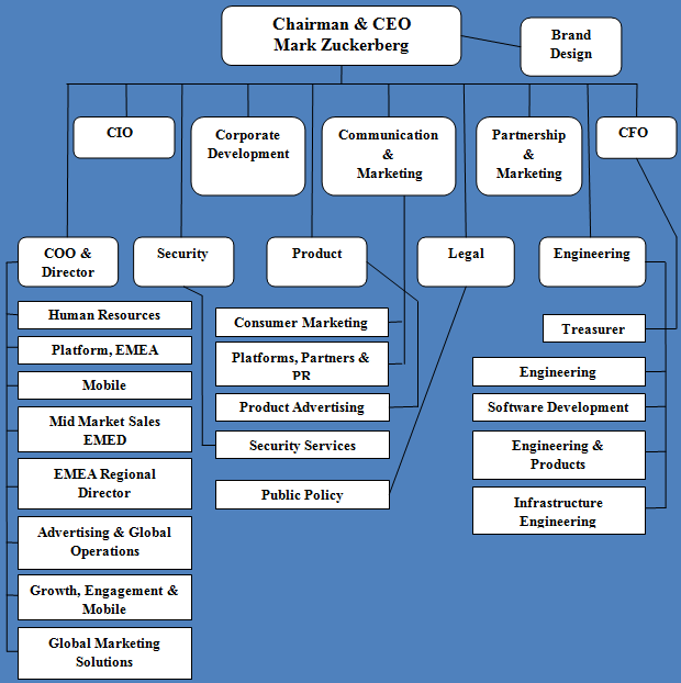 Facebook Inc. Organizational Structure Hybrid of Hierarchical and